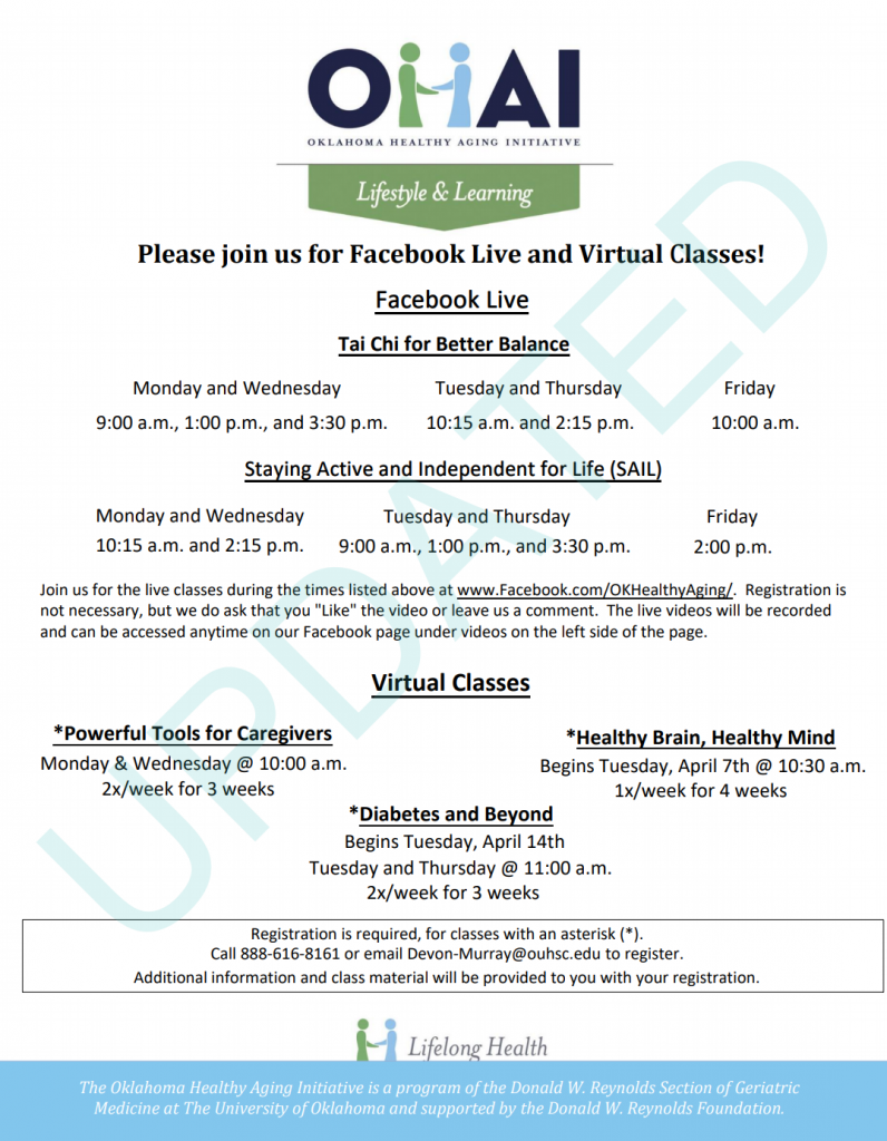 flyer for virtual health classes